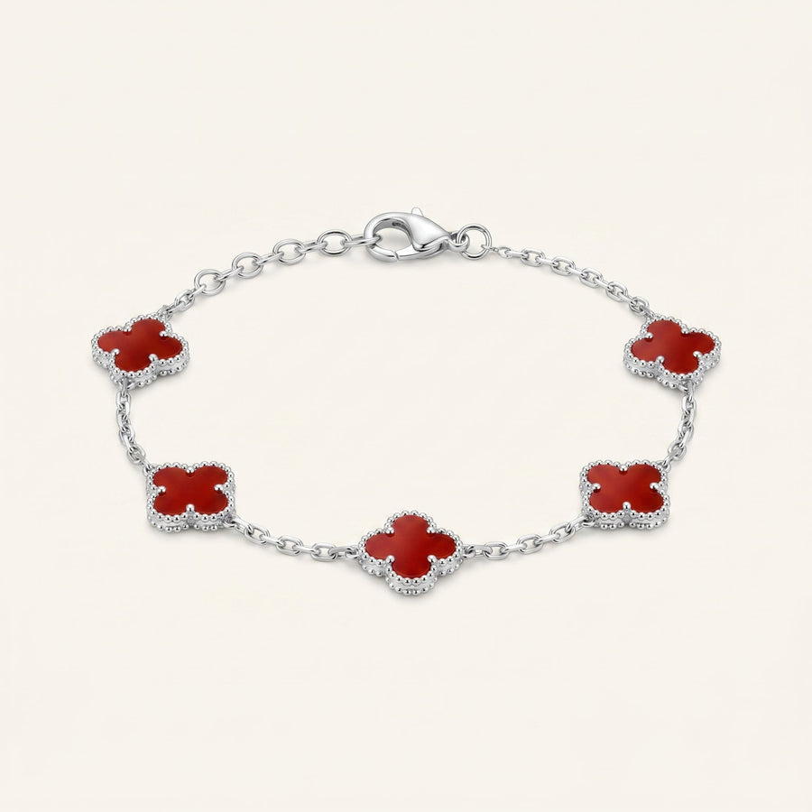 Red & Silver Bloom Bracelet