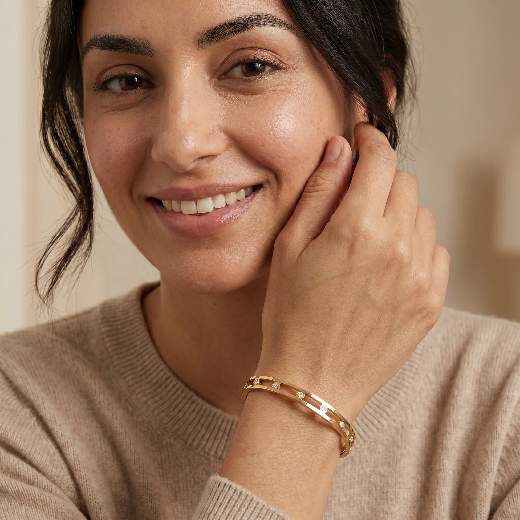 Sofia Crystal & Gold Bangle