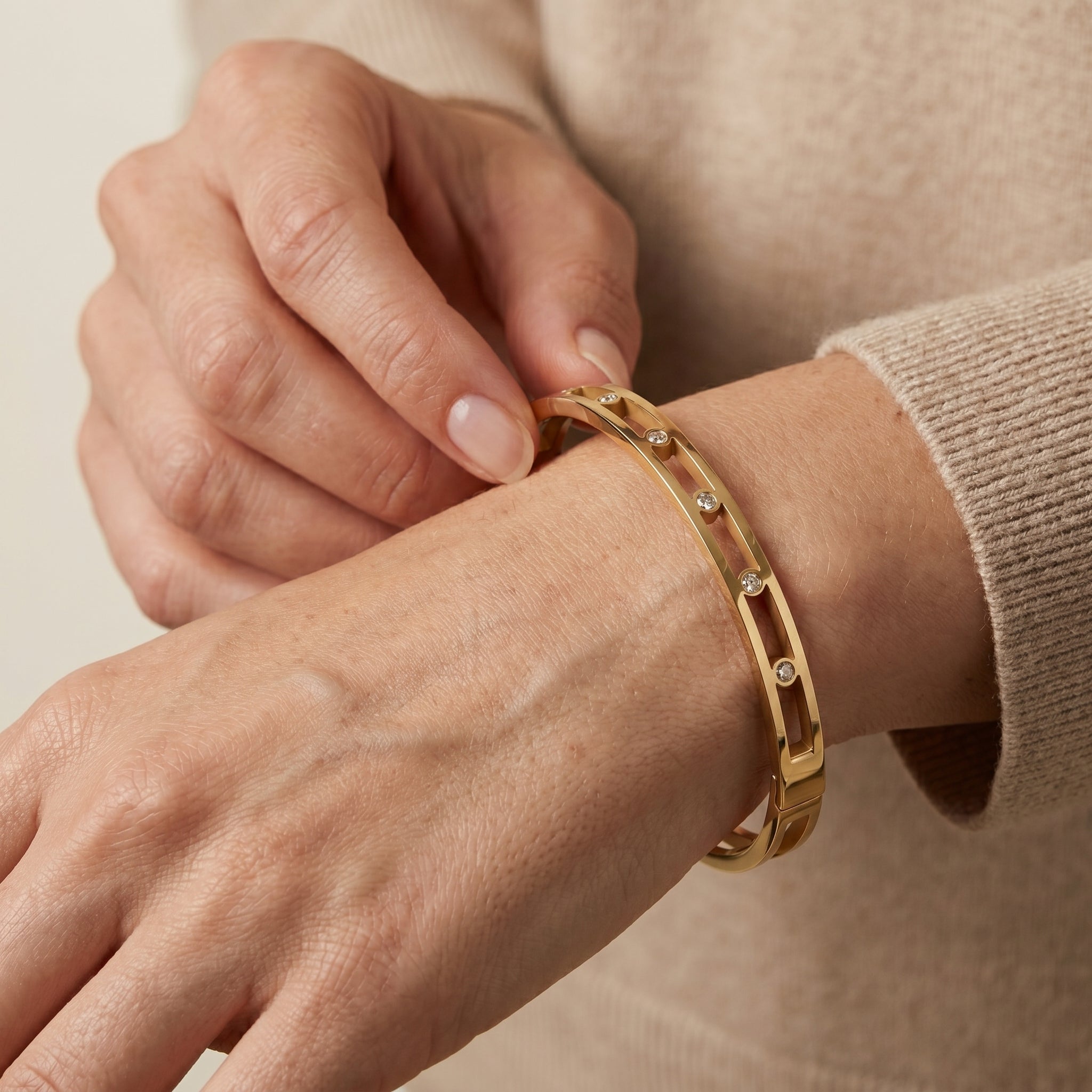 Sofia Crystal & Gold Bangle