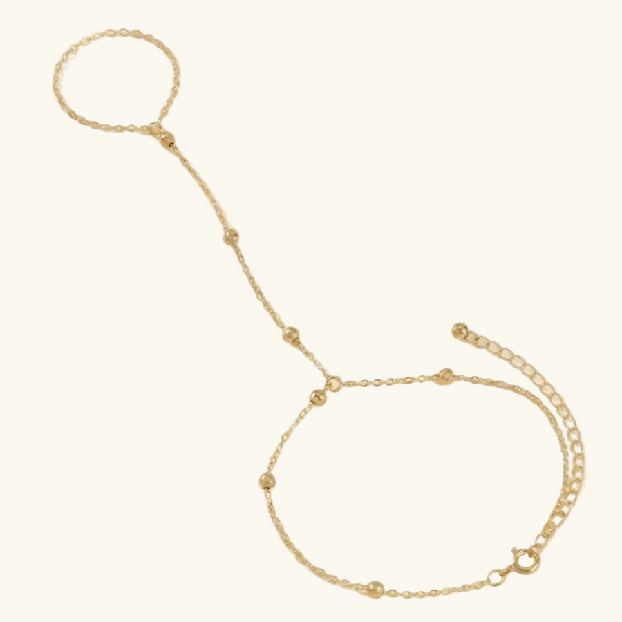 Minimal Gold Hand Chain Ring Bracelet
