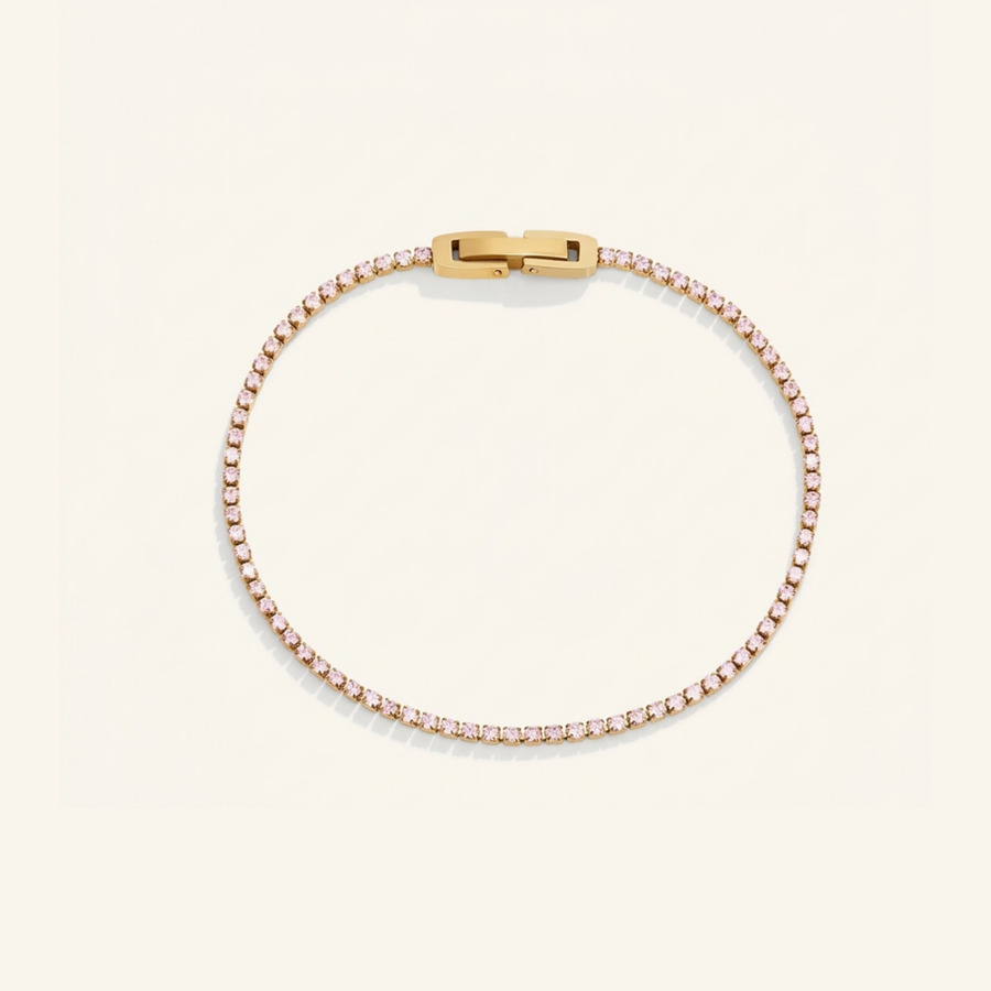 Kiera Gold Pink Crystal Bracelet