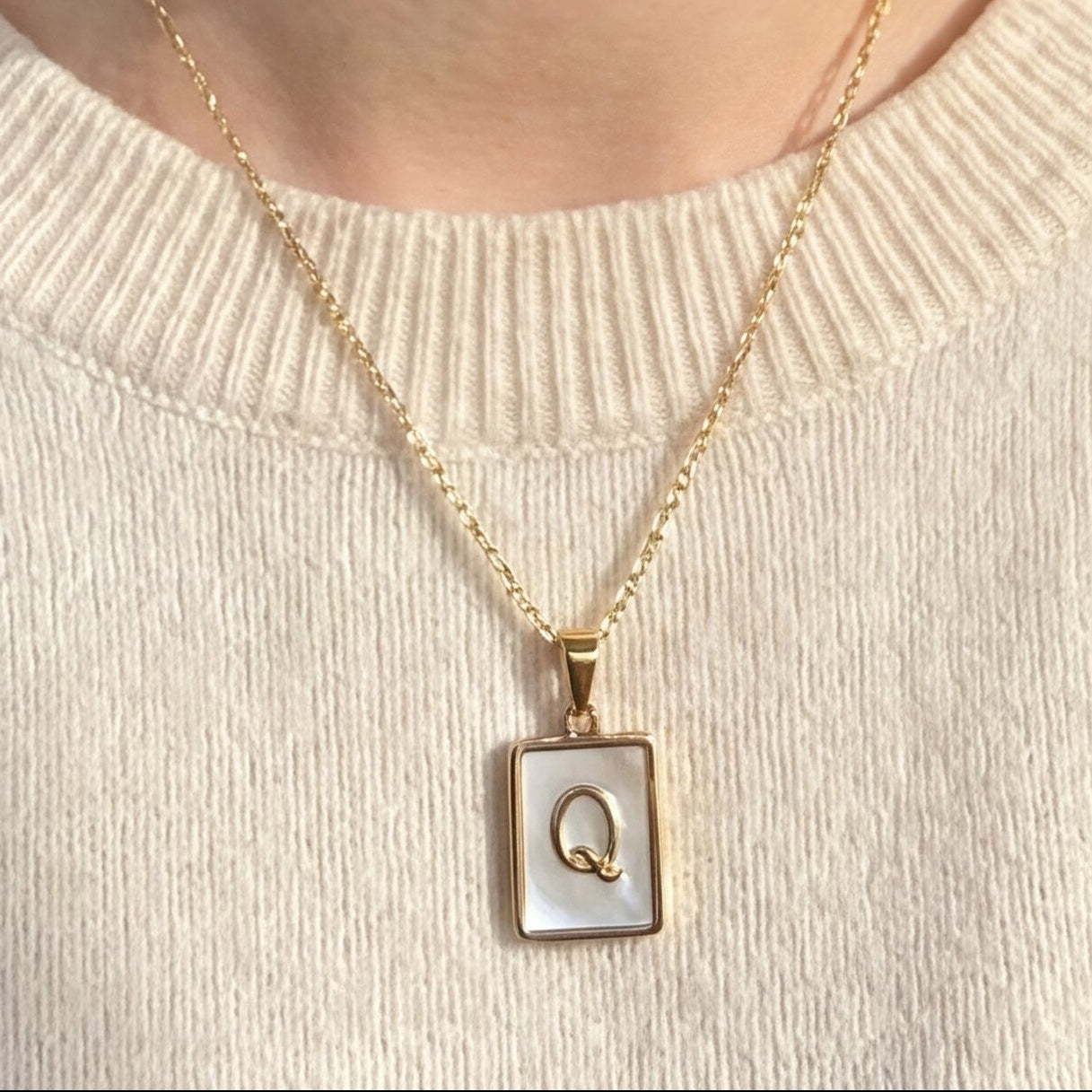 Mother of Pearl Initial Necklace